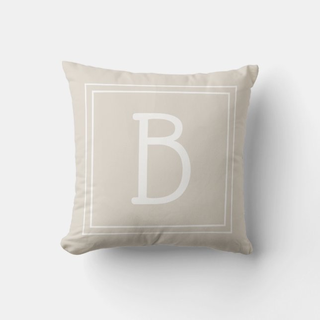 Söt modern monogram initial fyrkantig rusticerad t kudde (Framsida)