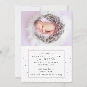 Söt Modern Newborn Fotofödelse Birth Baby Birth Julkort