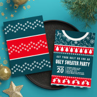 Söt modern röd och blå ful jultröja julfest