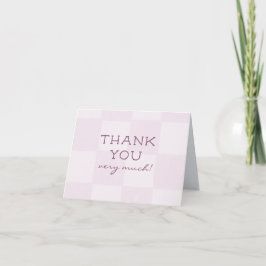 Söt modern rosa rutig baby shower tack kort
