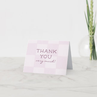 Söt modern rosa rutig baby shower tack kort