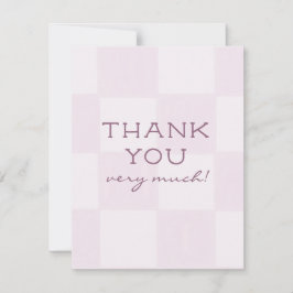 Söt modern rosa rutig baby shower tack kort