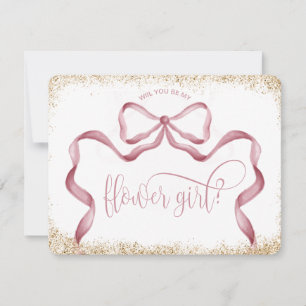 Söt, modern rosa-vattensfärg FLOWER GIRL Inbjudningar