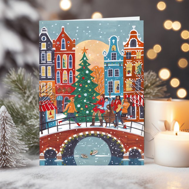 Söt modern stad Amsterdam jul Kort (Cute modern City Amsterdam Christmas Card)