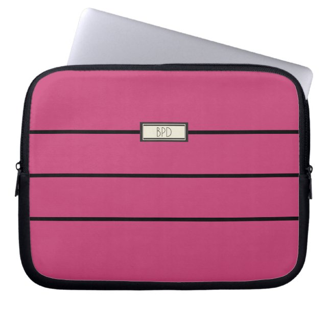 Söt Modern Stilfull Monogram Chic Tjejig Rosa Laptop Fodral (Framsidan)