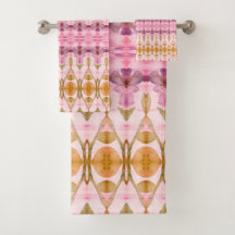 Söt Modern Towel Set med Guld PL och Rosa