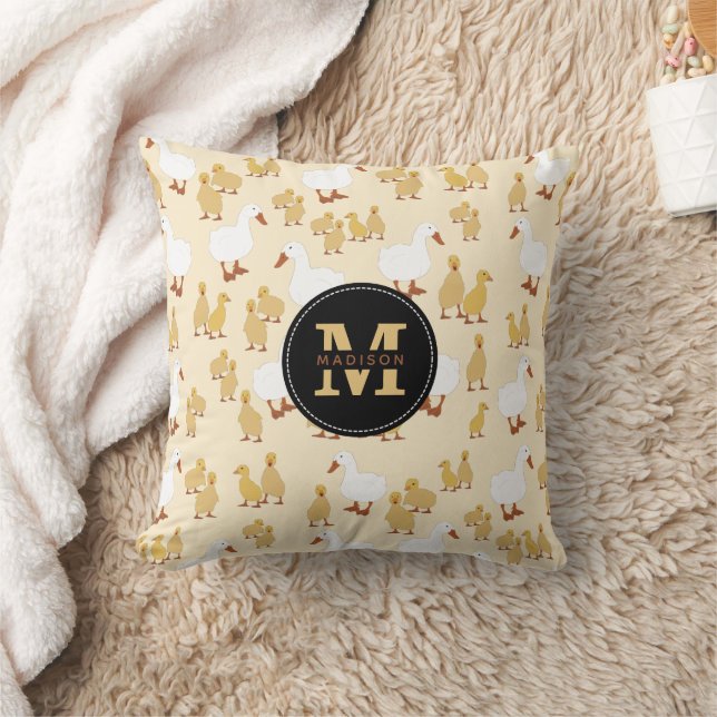 Söt modernsanka & Bebisankmönster Monogram Kudde (Filt)
