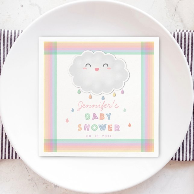 Söt molnregndroppar Könsneutrala baby shower Pappersservett (Skapare uppladdad)