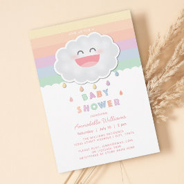 Söt molnregndroppar regnbåge baby shower inbjudningar