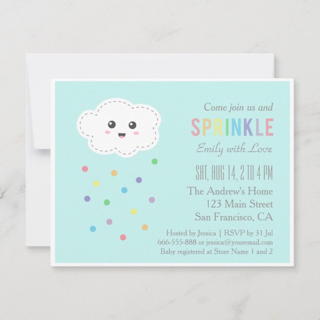 Söt molnshowers, baby sprinkle-inbjudan inbjudningar (Framsida)