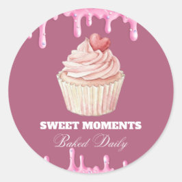 Söt Moments Mauve Cupcake Drip Klistermärke