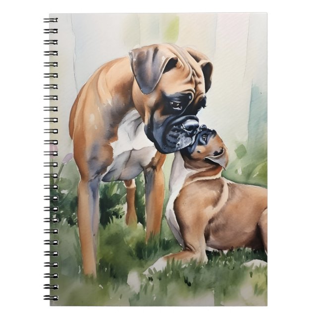 SÖT MOMMA OCH BABY BOXER HUNDAR ANTECKNINGSBOK (Framsidan)