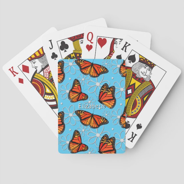 söt Monarch Butterflies mönster personlig Casinokort (Baksidan)