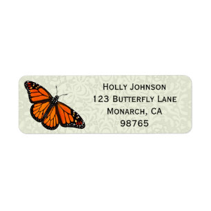 Söt Monarch Butterfly Adressetiketters Returadress Etikett