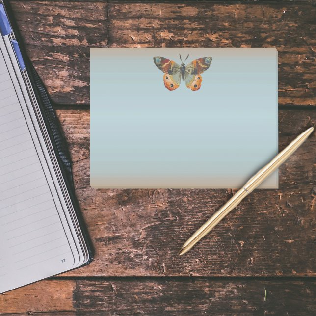 Söt Monarch Butterfly Autumn Färg Post-it Block (Orange blue monarch butterfly on blue and burnt orange post it notes.)