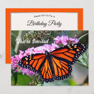 Söt Monarch Butterfly Photo Birthday Inbjudningar