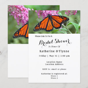 Söt Monarch Butterfly Rosa Blommigt Möhippa  Inbjudningar
