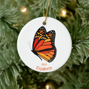 söt Monarch-fjärilsmusslor, minnesår Julgransprydnad Keramik