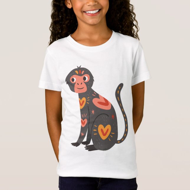 Söt Monkey Kärlek Sweatshirt T Shirt (Framsida)