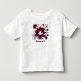 Söt monogram burgunderröd och vit blomma | t shirt