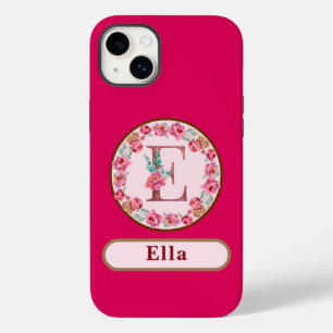 Söt Monogram E Blommigt