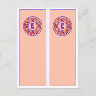 Söt Monogram E bokmärkets vykort
