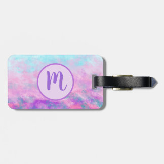 Söt monogram med rosa moln bagagebricka