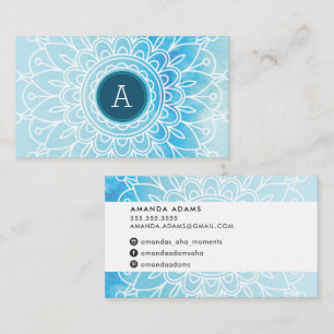 SÖT MONOGRAM modern boho mandala mönster blue Visitkort