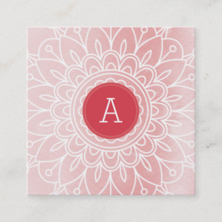 SÖT MONOGRAM modern boho mandala mönster rosa Fyrkantigt Visitkort