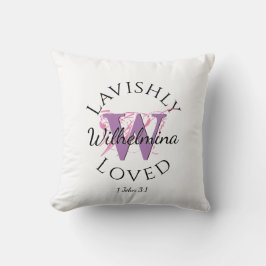 Söt | Monogram Namn LAVISHLY LOVED Lilac W Kudde