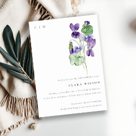 Söt Monogram Violet Blommigt Bunch Baby Shower Inbjudningar