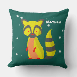 Söt monogrammarkerad tvättbjörn barnkammardekorati kudde