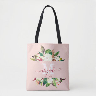 Söt Monogrammed Blommigt Bridesmaid Tygkasse