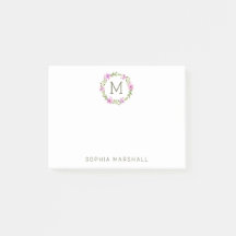 Söt Monogrammed Blommigt Utandning