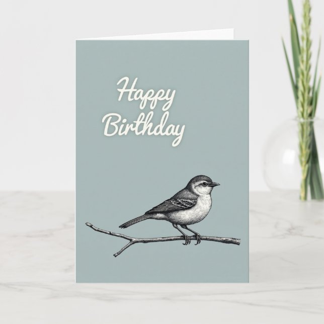 Söt Monokrom Fågel Kort (Framsida)