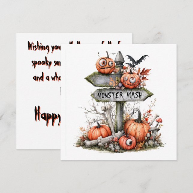 Söt Monster Mash Pumpafält Halloween  (Fram/baksida)