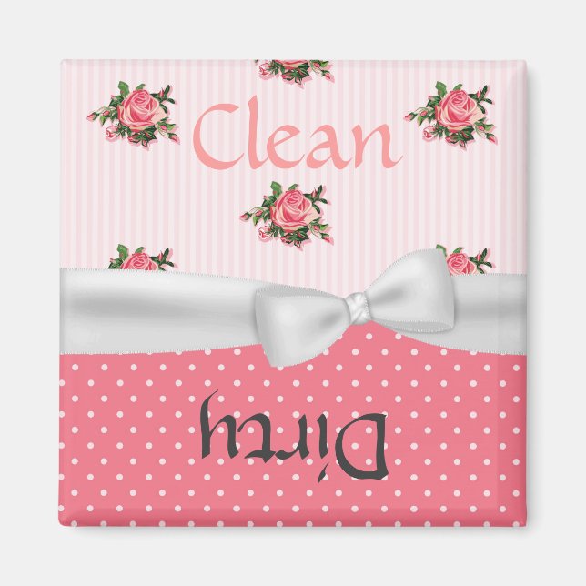 Söt Mönster med Rosa ros Dishwasher Magnet (Framsidan)