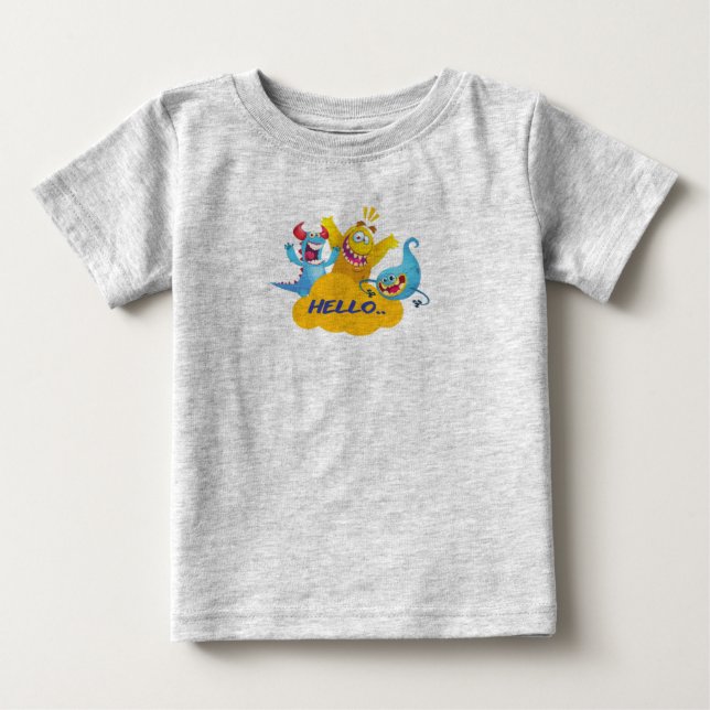 Söt monster säger hej t shirt (Framsida)