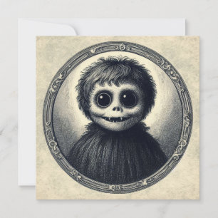 Söt monster skräck antik illustration kort