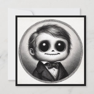 Söt monster skräck antik illustration kort