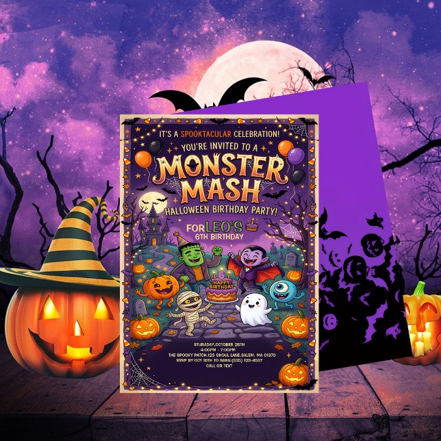 Söt monster-smash Halloween barnkalas Inbjudningar (Skapare uppladdad)