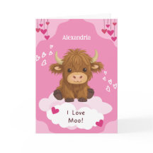 Söt Moo Highland Ko Alla Hjärtans Dag