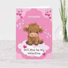 Söt Moo Highland Ko Valentine Helgkort