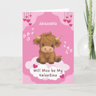 Söt Moo Highland Ko Valentine Helgkort