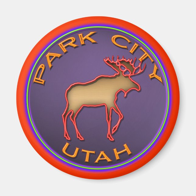 Söt Moose Medallion Park Souvenir Magnet (Framsidan)