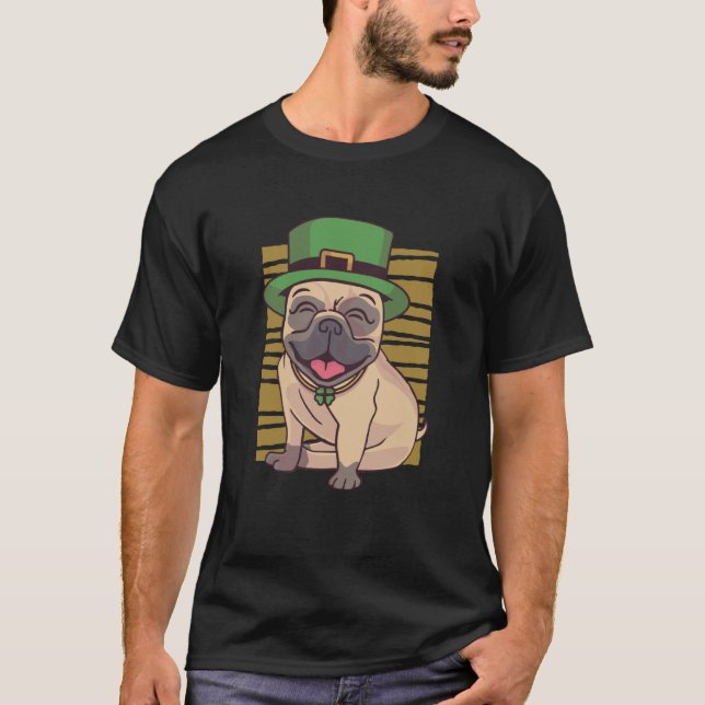 Söt Mops Irländska St Patricks dag T Shirt (Framsida)