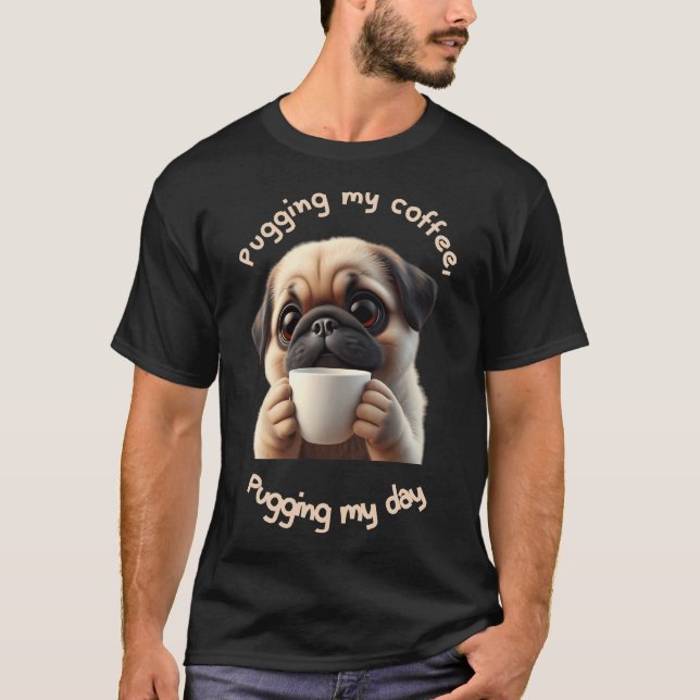 Söt Mops - Kaffeälskare T Shirt (Framsida)