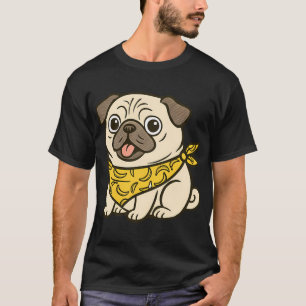 Söt Mops med Banan Bandana - Bedårande Hund Illust T Shirt