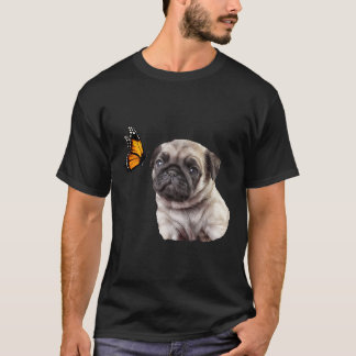 Söt Mops Med Fjäril Hundälskare Gåvor T Shirt