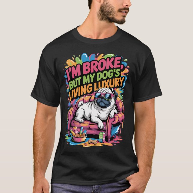Söt Mops med skylt Jag älskar min människa T Shirt (Framsida)